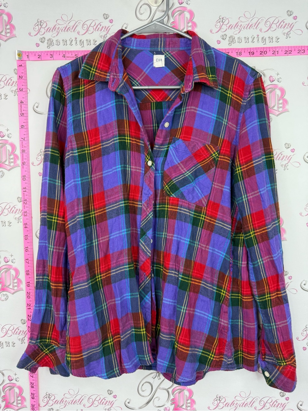 GAP button up blue Purple Red Plaid Button-Down Shirt